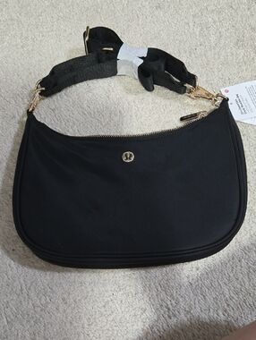 lululemon athletica Black Shoulder/Crossbody Bag with Gold Hardware